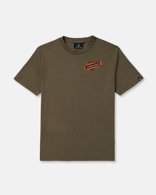 Newman Military Green T-Shirt with Fluor Orange Accents - LEOPINE