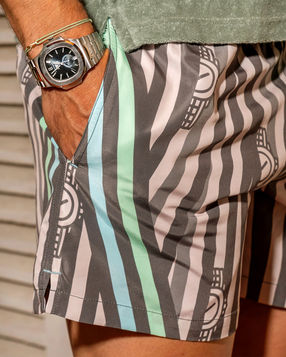 Aqua Stripes Swim Shorts - LEOPINE