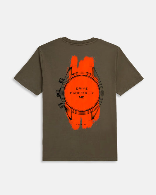 Newman Military Green T-Shirt with Fluor Orange Accents - LEOPINE