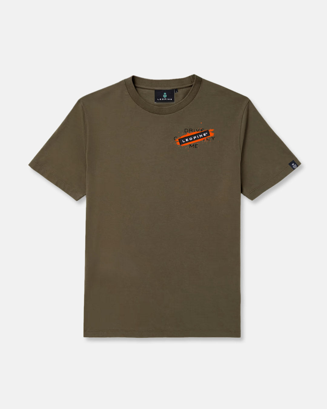 Newman Military Green T-Shirt with Fluor Orange Accents - LEOPINE