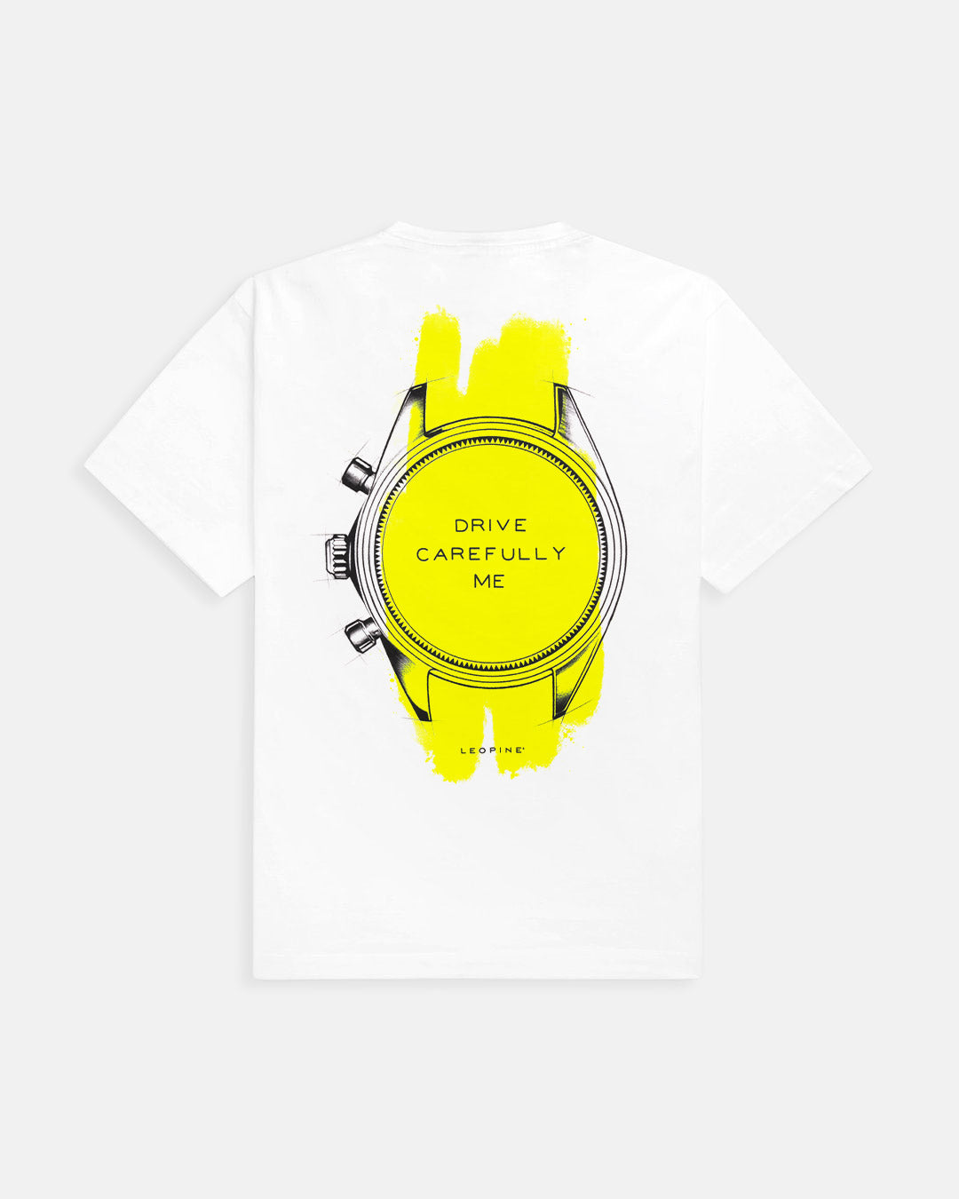 Newman White T-Shirt with Fluor Yellow Accents - LEOPINE