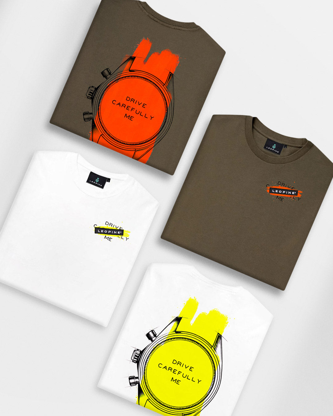 Newman Military Green T-Shirt with Fluor Orange Accents - LEOPINE