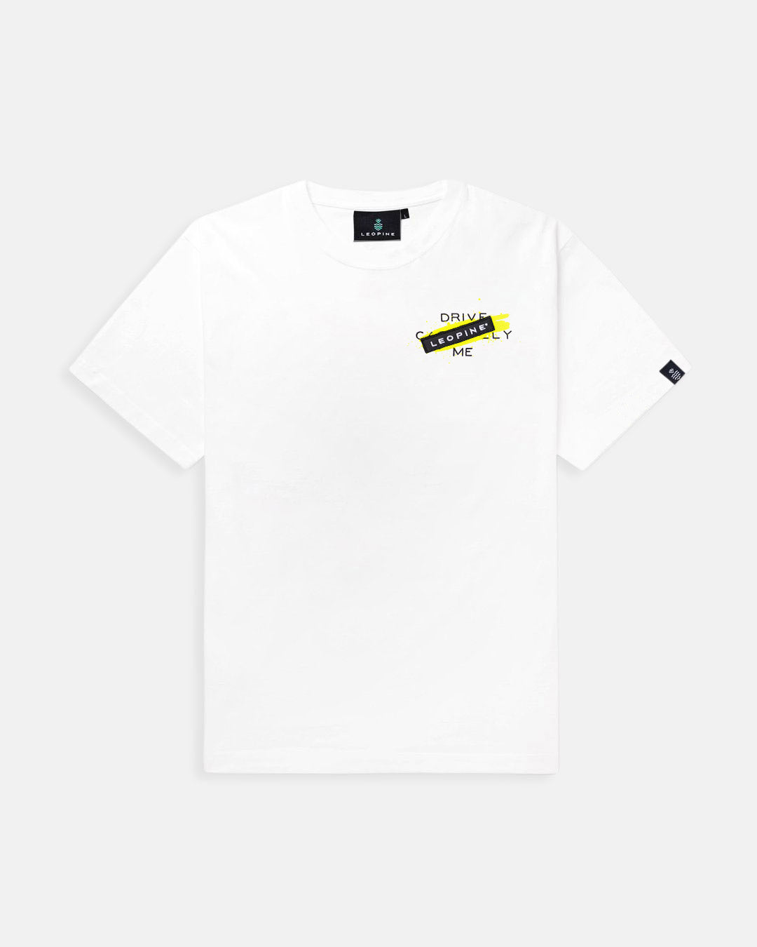Newman White T-Shirt with Fluor Yellow Accents - LEOPINE